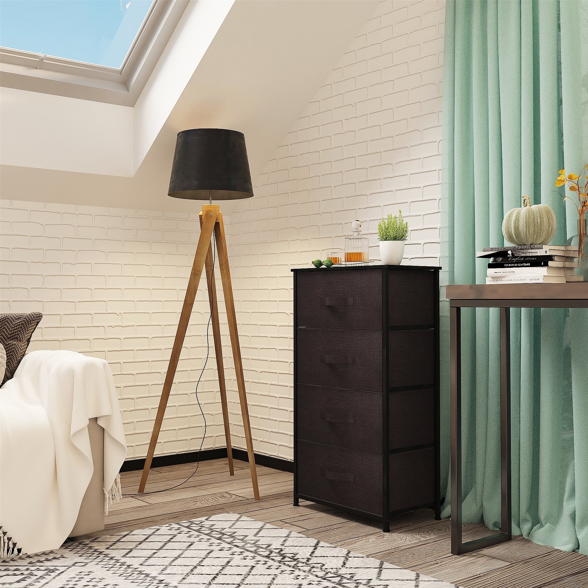 Commode moderne en tissu à 4/8/10 tiroirs avec plateau en bois
