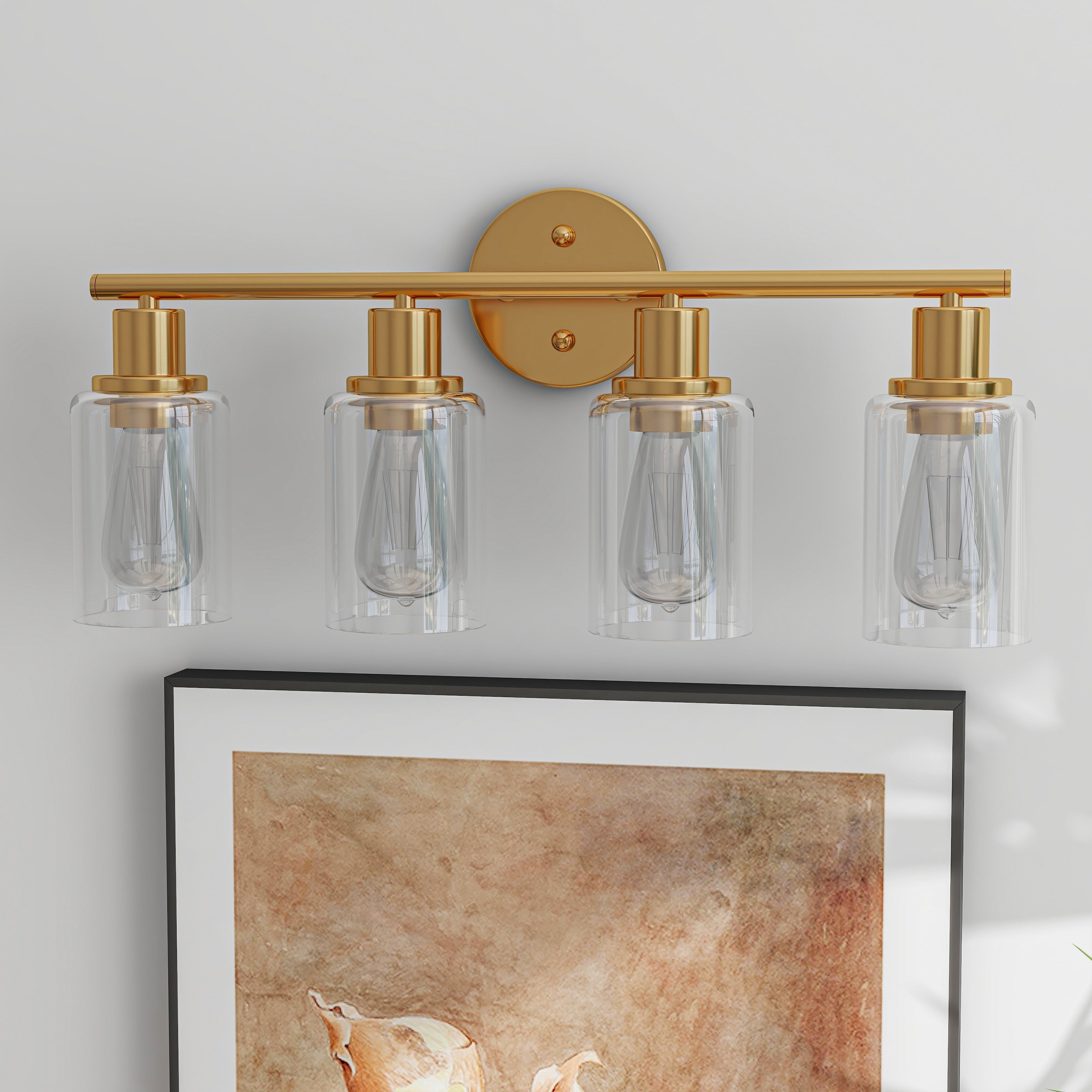 Applique de salle de bain à 4 lumières avec verre transparent