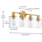 Applique de salle de bain à 4 lumières avec verre transparent