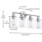 Applique de salle de bain à 4 lumières avec verre transparent
