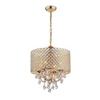 Lustre tambour à perles rondes avec cristaux suspendus