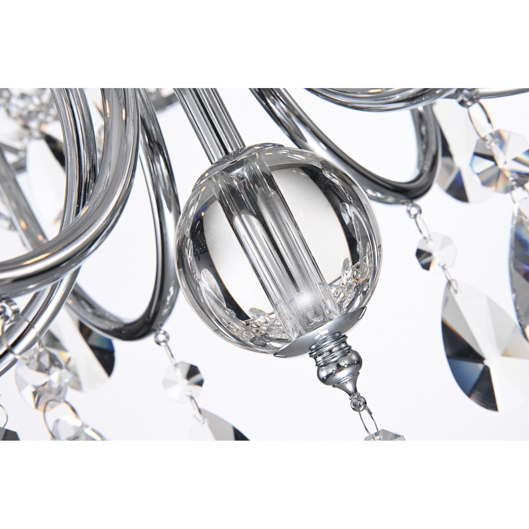 Lustre tambour à perles rondes avec cristaux suspendus