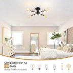 Plafonnier semi-encastré industriel à 4 lampes pour cuisine, salle à manger, chambre à coucher, bureau, salon - N/A