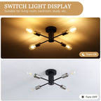Plafonnier semi-encastré industriel à 4 lampes pour cuisine, salle à manger, chambre à coucher, bureau, salon - N/A