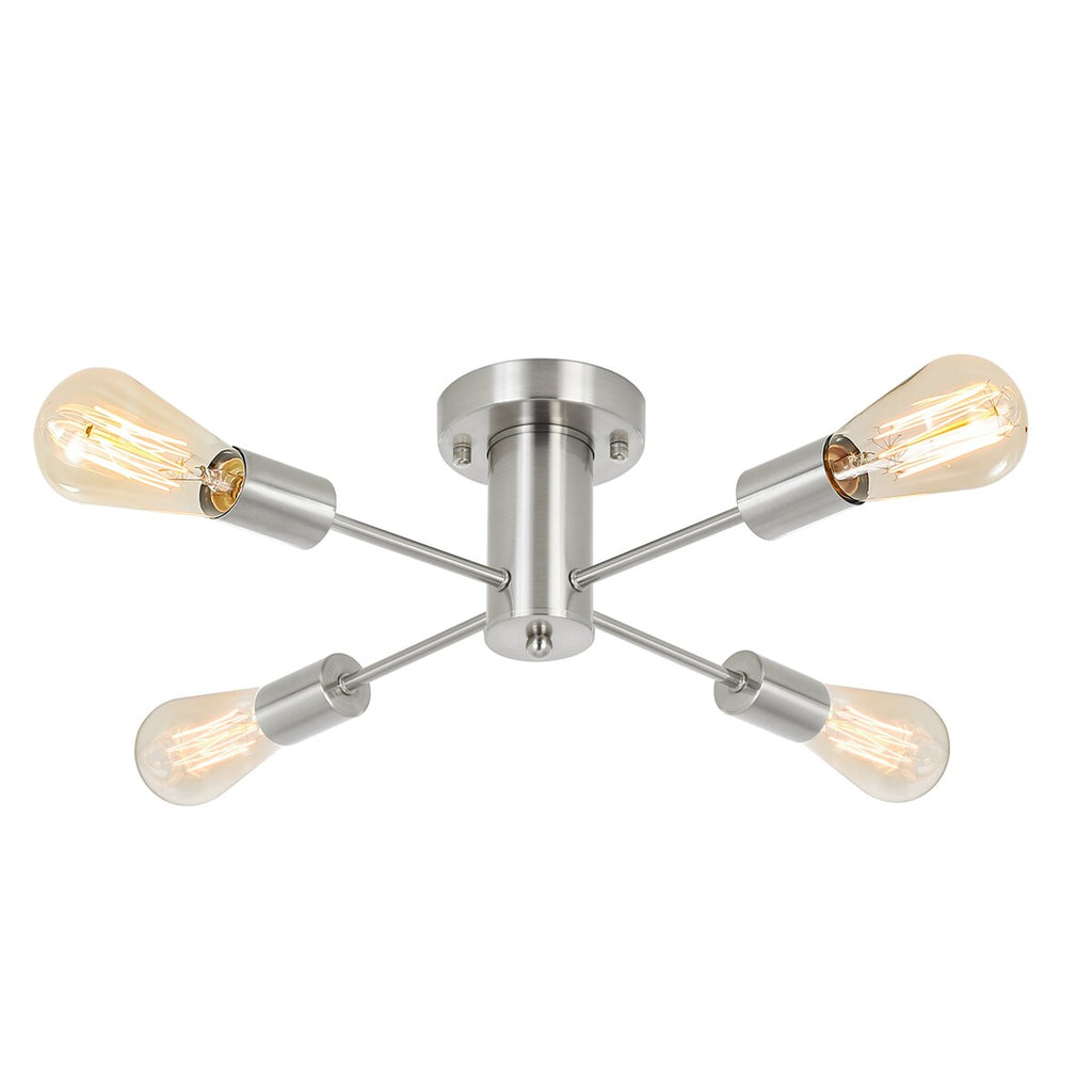 Plafonnier semi-encastré industriel à 4 lampes pour cuisine, salle à manger, chambre à coucher, bureau, salon - N/A