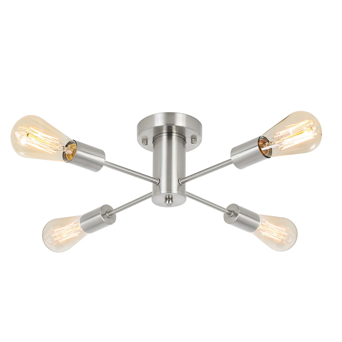 Plafonnier semi-encastré industriel à 4 lampes pour cuisine, salle à manger, chambre à coucher, bureau, salon - N/A