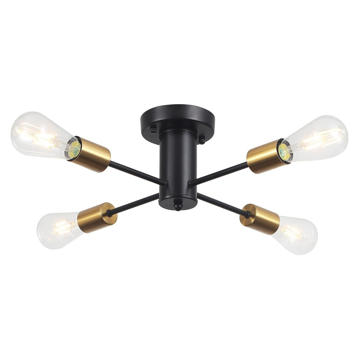 Plafonnier semi-encastré industriel à 4 lampes pour cuisine, salle à manger, chambre à coucher, bureau, salon - N/A