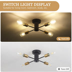 Plafonnier semi-encastré industriel à 4 lampes pour cuisine, salle à manger, chambre à coucher, bureau, salon - N/A