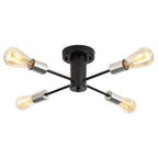 Plafonnier semi-encastré industriel à 4 lampes pour cuisine, salle à manger, chambre à coucher, bureau, salon - N/A