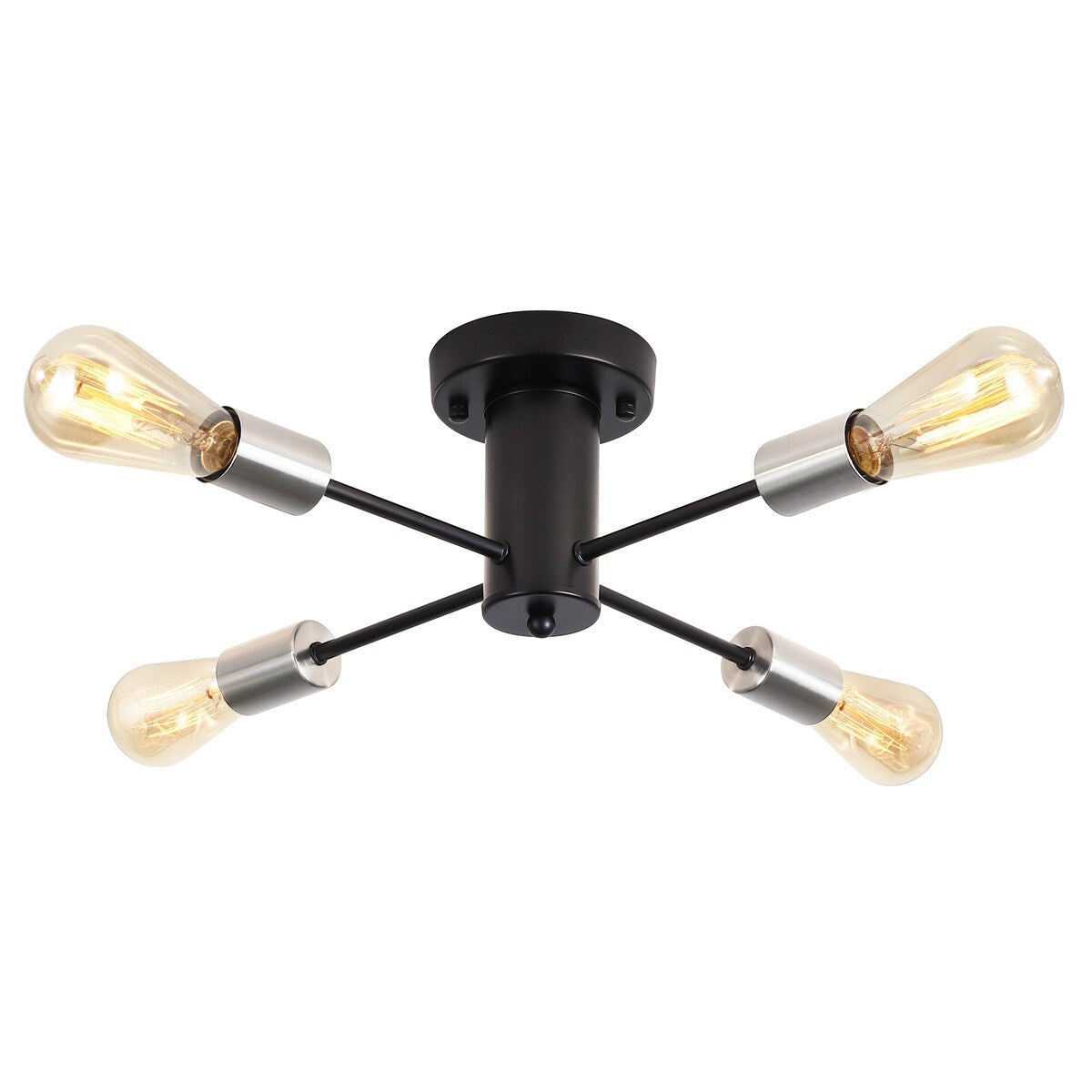 Plafonnier semi-encastré industriel à 4 lampes pour cuisine, salle à manger, chambre à coucher, bureau, salon - N/A