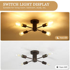 Plafonnier semi-encastré industriel à 4 lampes pour cuisine, salle à manger, chambre à coucher, bureau, salon - N/A