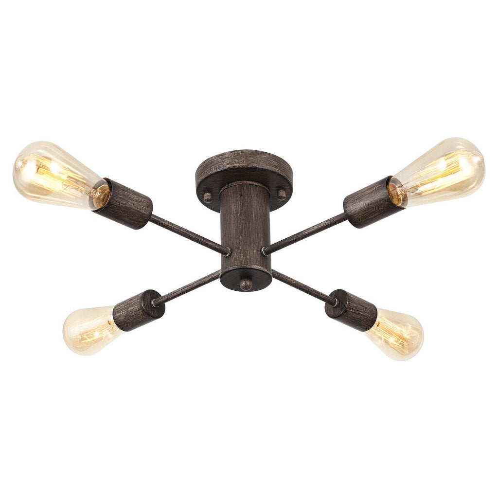 Plafonnier semi-encastré industriel à 4 lampes pour cuisine, salle à manger, chambre à coucher, bureau, salon - N/A