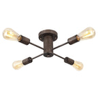 Plafonnier semi-encastré industriel à 4 lampes pour cuisine, salle à manger, chambre à coucher, bureau, salon - N/A