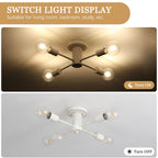 Plafonnier semi-encastré industriel à 4 lampes pour cuisine, salle à manger, chambre à coucher, bureau, salon - N/A