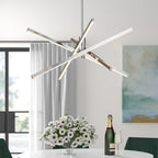 Lustre LED moderne en aluminium noir/doré, plafonnier linéaire Spoutnik pour salon/salle à manger/cuisine