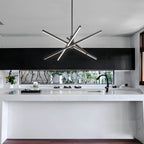 Lustre LED moderne en aluminium noir/doré, plafonnier linéaire Spoutnik pour salon/salle à manger/cuisine