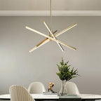 Lustre LED moderne en aluminium noir/doré, plafonnier linéaire Spoutnik pour salon/salle à manger/cuisine