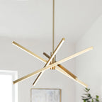 Lustre LED moderne en aluminium noir/doré, plafonnier linéaire Spoutnik pour salon/salle à manger/cuisine