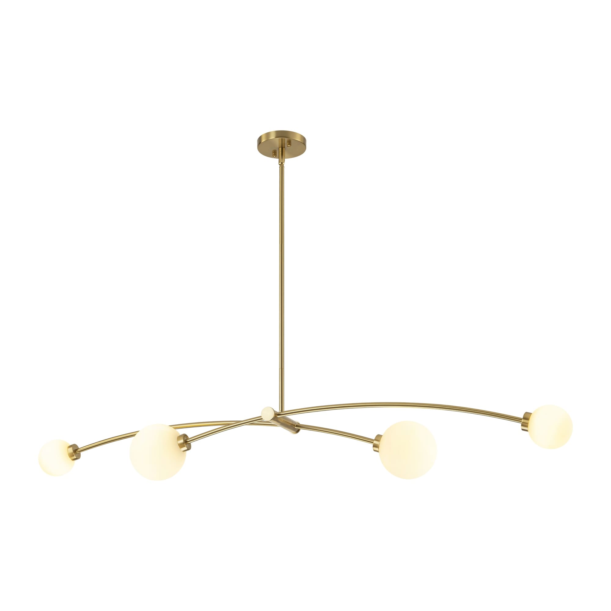 Suspension Sputnik linéaire simple et moderne à 4 lumières, couleur or, pour îlot de cuisine ou salle à manger – 130 cm (l) x 28 cm (p) x 15 cm (h).
