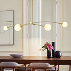 Suspension Sputnik linéaire simple et moderne à 4 lumières, couleur or, pour îlot de cuisine ou salle à manger – 130 cm (l) x 28 cm (p) x 15 cm (h).