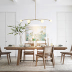Suspension Sputnik linéaire simple et moderne à 4 lumières, couleur or, pour îlot de cuisine ou salle à manger – 130 cm (l) x 28 cm (p) x 15 cm (h).