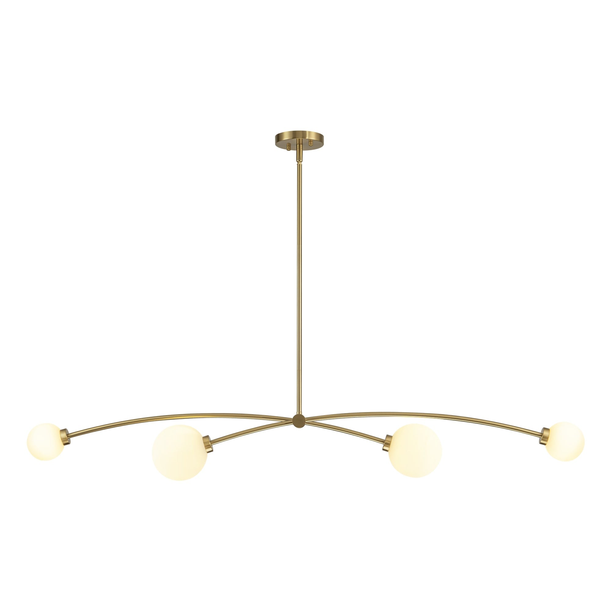 Suspension Sputnik linéaire simple et moderne à 4 lumières, couleur or, pour îlot de cuisine ou salle à manger – 130 cm (l) x 28 cm (p) x 15 cm (h).