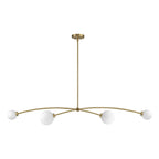 Suspension Sputnik linéaire simple et moderne à 4 lumières, couleur or, pour îlot de cuisine ou salle à manger – 130 cm (l) x 28 cm (p) x 15 cm (h).