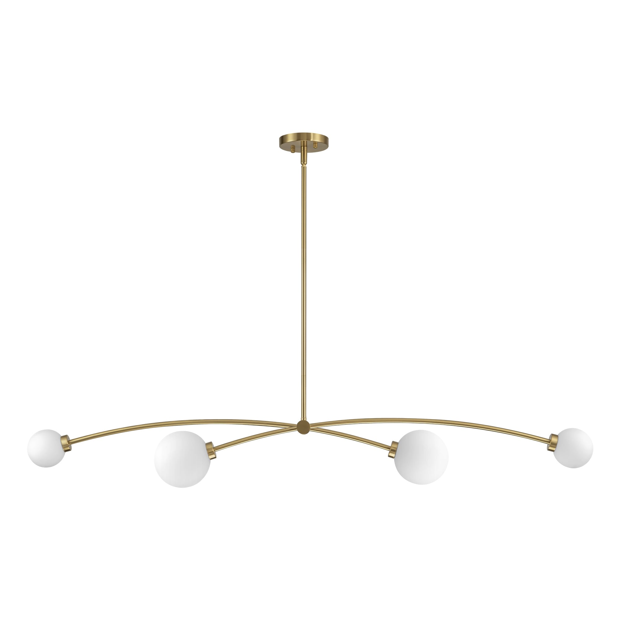 Suspension Sputnik linéaire simple et moderne à 4 lumières, couleur or, pour îlot de cuisine ou salle à manger – 130 cm (l) x 28 cm (p) x 15 cm (h).