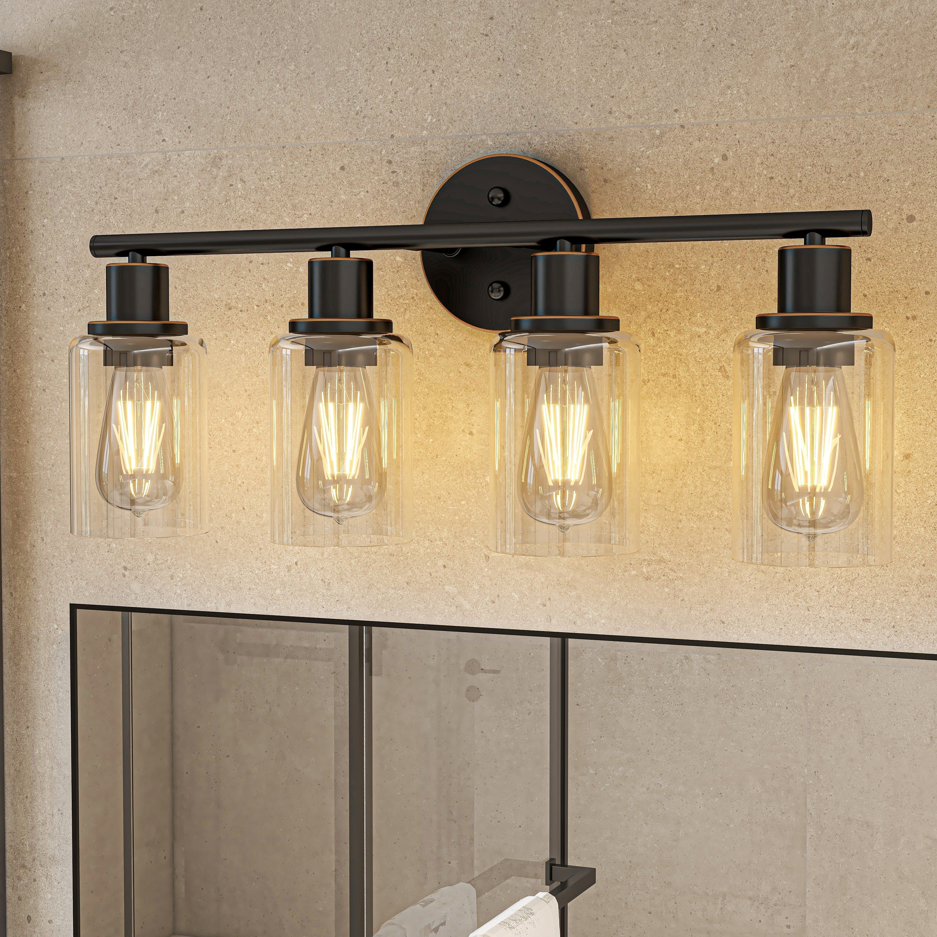 Luminaires de salle de bain vintage à 4 lampes
