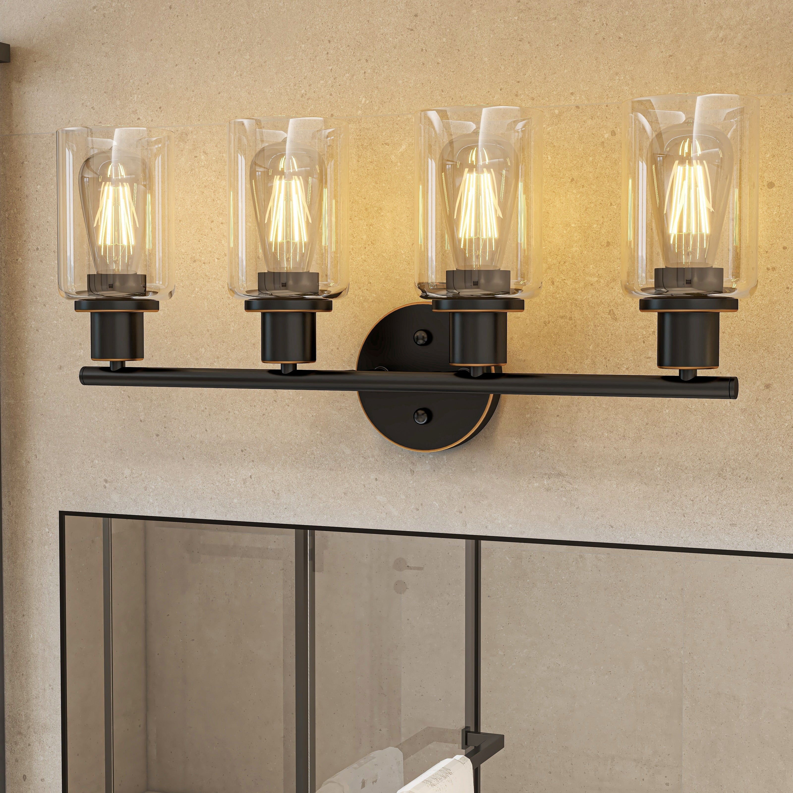 Luminaires de salle de bain vintage à 4 lampes