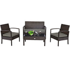 Ensemble de meubles de patio 4 pièces avec chaises en rotin et osier