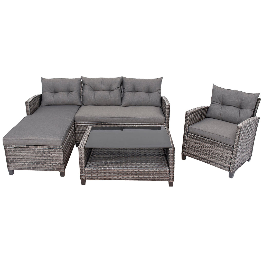 Ensemble de 4 meubles de patio en osier avec table et table de conversation