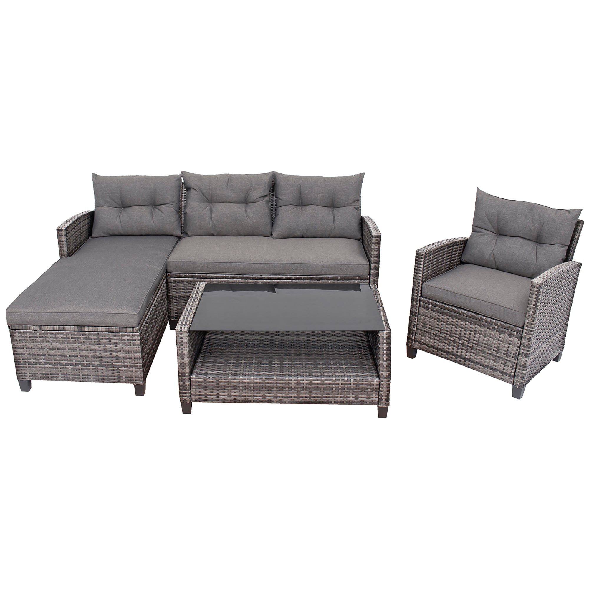 Ensemble de 4 meubles de patio en osier avec table et table de conversation