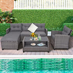 Ensemble de 4 meubles de patio en osier avec table et table de conversation