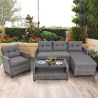 Ensemble de 4 meubles de patio en osier avec table et table de conversation