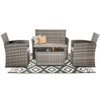 Ensemble de 4 chaises de jardin en osier et rotin