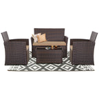 Ensemble de 4 chaises de jardin en osier et rotin