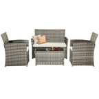 Ensemble de 4 chaises de jardin en osier et rotin