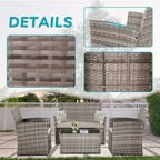 Ensemble de 4 chaises de jardin en osier et rotin