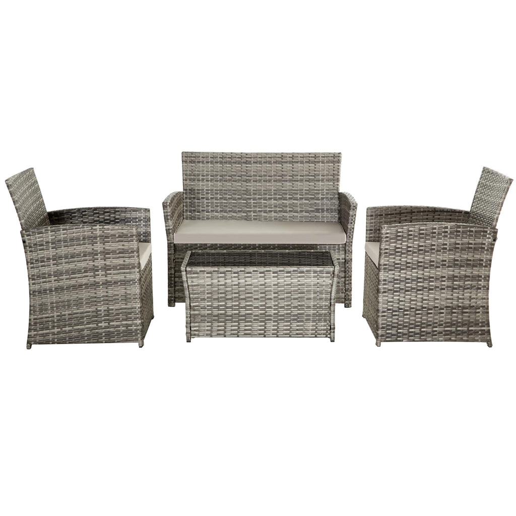 Ensemble de 4 chaises de jardin en osier et rotin
