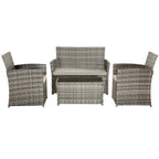 Ensemble de 4 chaises de jardin en osier et rotin