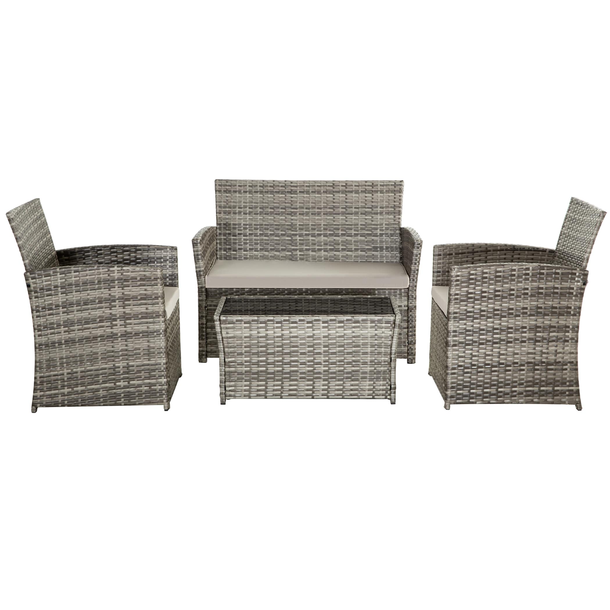 Ensemble de 4 chaises de jardin en osier et rotin