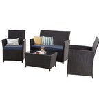Ensemble de 4 chaises de jardin en osier et rotin