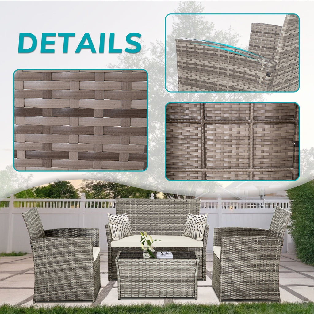 Ensemble de 4 chaises de jardin en osier et rotin