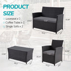 Ensemble de 4 chaises de jardin en osier et rotin