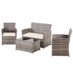 Ensemble de 4 chaises de jardin en osier et rotin
