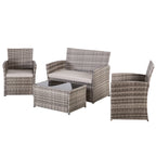 Ensemble de 4 chaises de jardin en osier et rotin