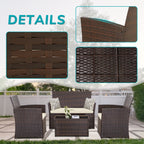 Ensemble de 4 chaises de jardin en osier et rotin