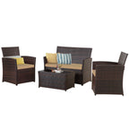 Ensemble de 4 chaises de jardin en osier et rotin