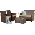 Ensemble de 4 chaises de jardin en osier et rotin